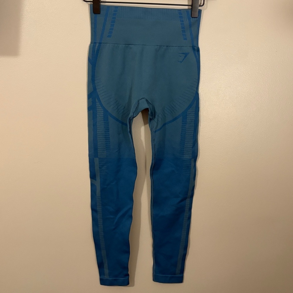 Gymshark Geo Seamless 7/8 Leggings Teal Blue